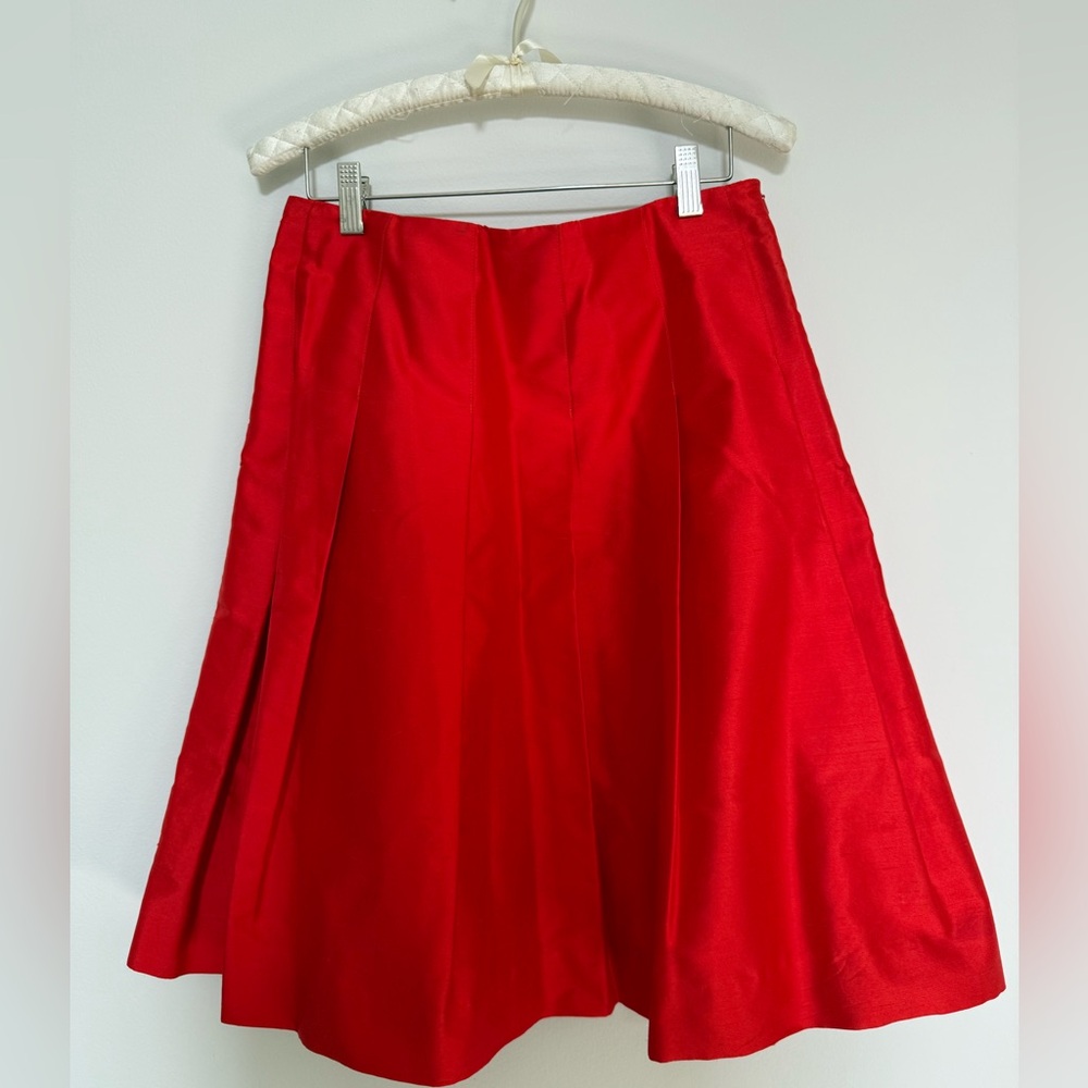 Banana Republic red raw silk skirt
